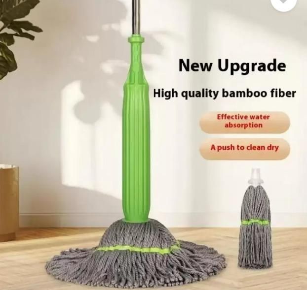 Self-twisting Water Rotating Mop | 360° Rotating Microfiber Head | Adjustable Steel Handle