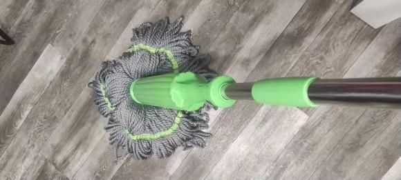Self-twisting Water Rotating Mop | 360° Rotating Microfiber Head | Adjustable Steel Handle