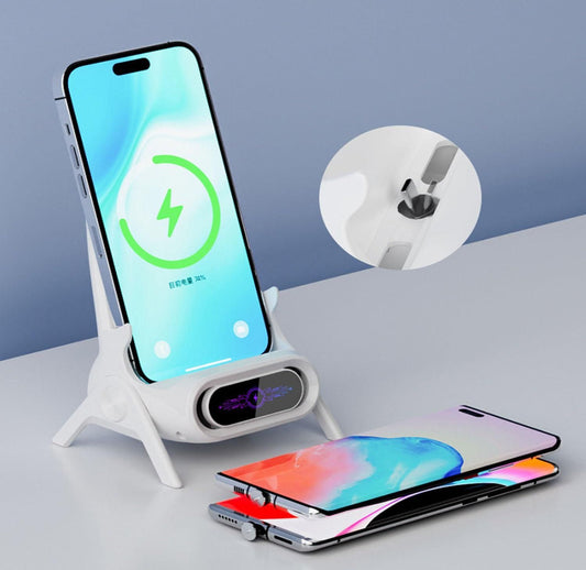 Mini Chair Wireless Fast Charger – Multifunctional Phone Holder with USB Connectivity (Pack of 1, White)