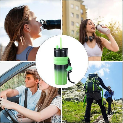 Dual Function Steel Tumbler – Vacuum Insulated, Double Wall, Leakproof, Keeps Drinks Hot or Cold for 12 Hours (Pack of 1, Assorted Color)