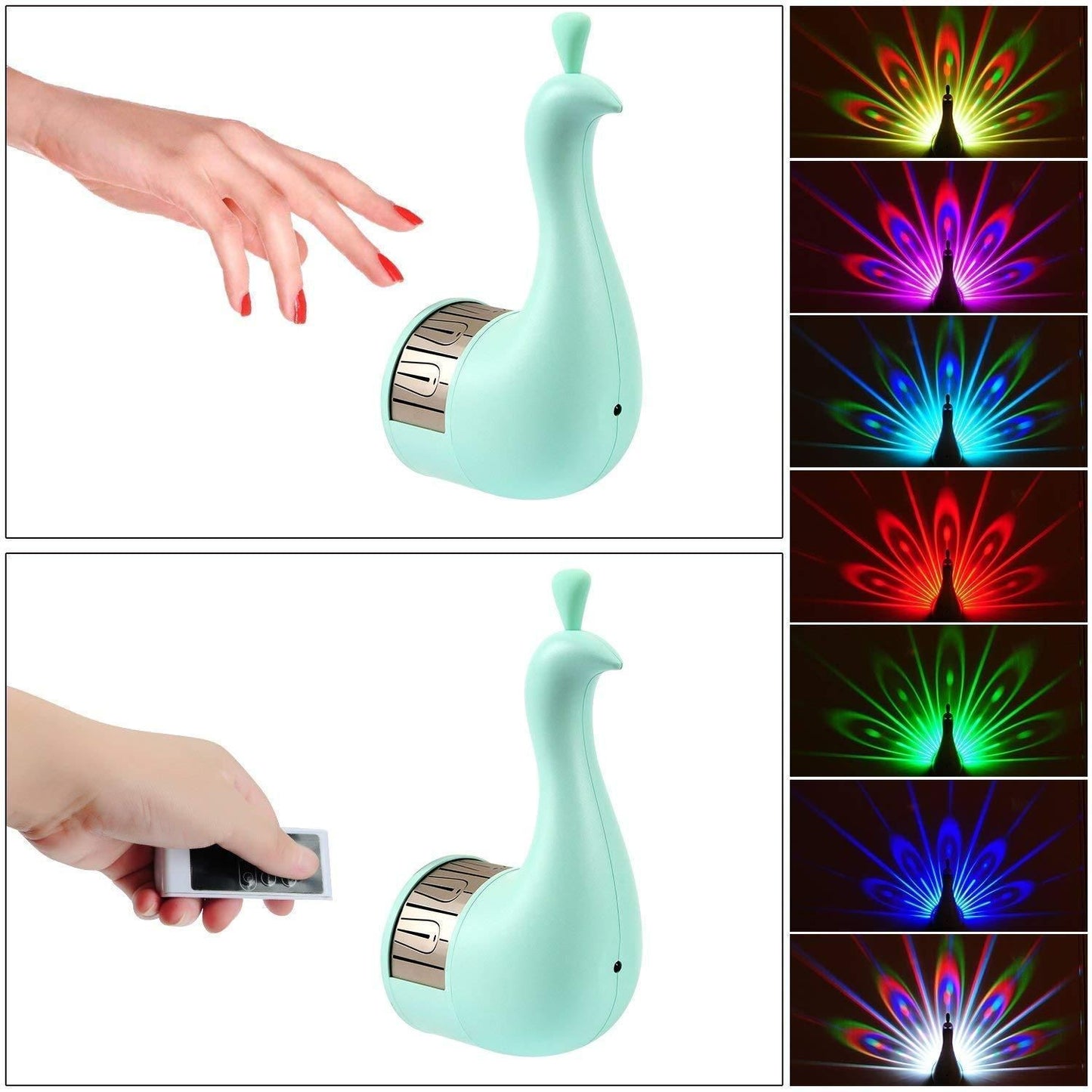 Peacock Night Light Projector – Multicolor LED Decorative Lamp for Kids’ Room & Home (Pack of 1)