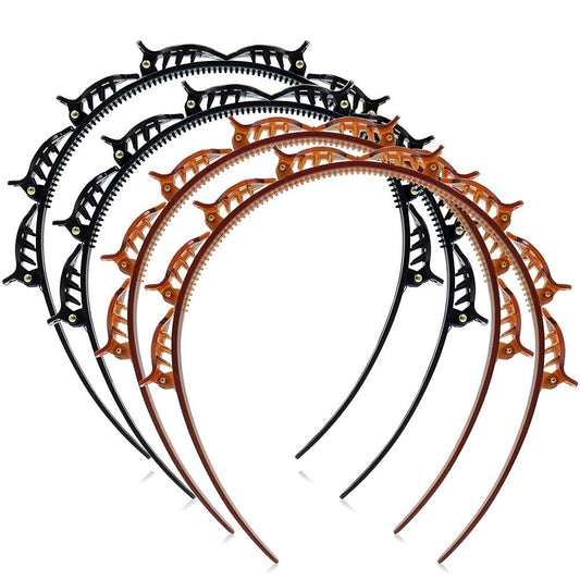 Twist Hairband Set – 4-Piece Flexible Plastic Double-Layer Hair Hoops for Women & Girls (Pack of 4, Assorted Colors)