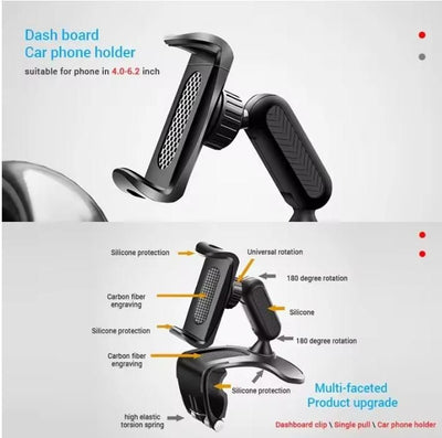 Phone Holder with 360° Free Rotation – Versatile Dashboard & Mirror Mount