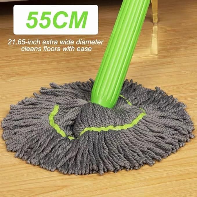 Self-twisting Water Rotating Mop | 360° Rotating Microfiber Head | Adjustable Steel Handle
