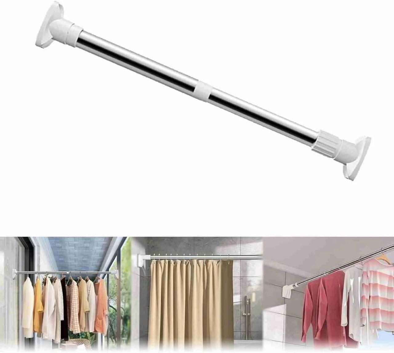 Drill-Free Multifunctional Adjustable Stainless Steel Rod | Tension Shower Curtain Rod | Easy Install