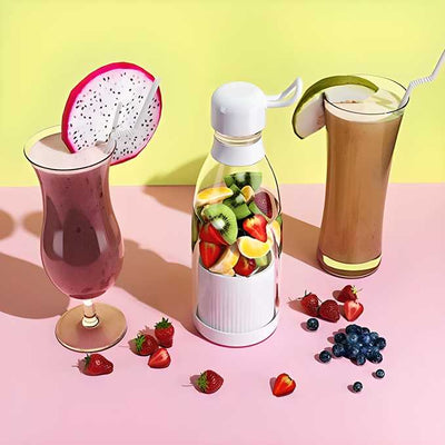 Portable Wireless Mini Blender Juicer – 400ml, 4-Blade Smoothie & Shake Maker
