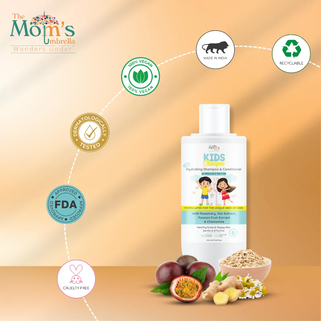The Mom’s Umbrella Kids Conditioning Shampoo 100% Vegan With Rosemary, Oat, passion fruit,ginger and chamomile extract (Age: 4+ Years)