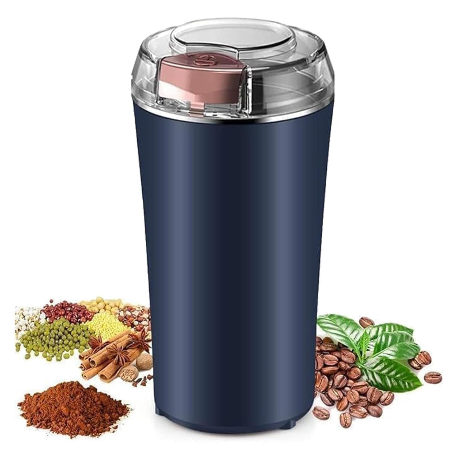 Electric Spice & Coffee Grinder, 200W Stainless Steel Mixer Grinder for Masala & Herbs Grinding Machine for Dry Item, Push Button Control (1, Blue, 200 ml)