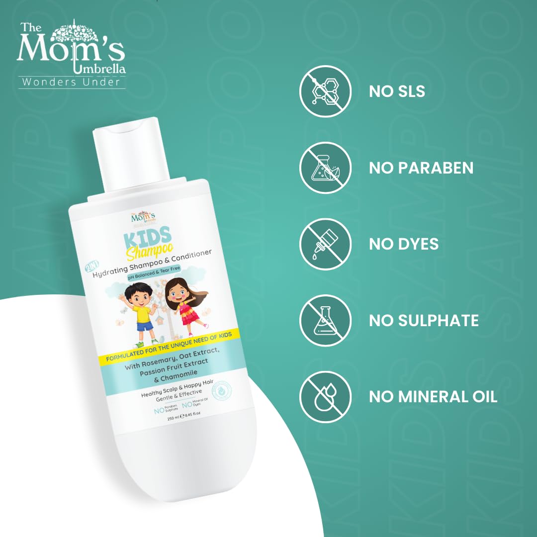 The Mom’s Umbrella Kids Conditioning Shampoo 100% Vegan With Rosemary, Oat, passion fruit,ginger and chamomile extract (Age: 4+ Years)