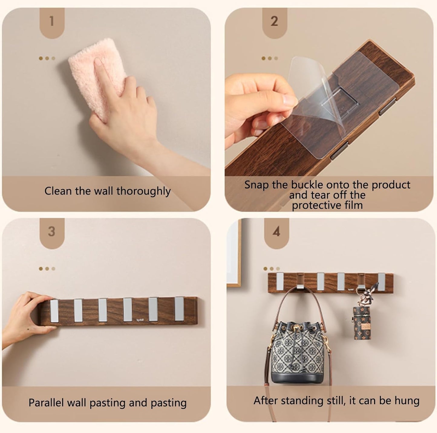 Wall Mount Coat Rack - Strong Hooks for Coats, Hats, Towels, Robes - Use in Bathroom, Entryway or Bedroom