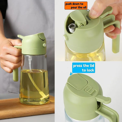Kitchen Hack Oil Sprayer – 2-in-1 500ml Glass Dispenser for Olive Oil, BBQ, Air Fryer & Salads