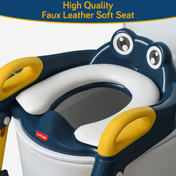 Foldable Commode Seat for Kids - Toddler Toilet Seat Adapter, Fits Standard Toilets, Boys & Girls 1+ Years (Yellow/Blue)