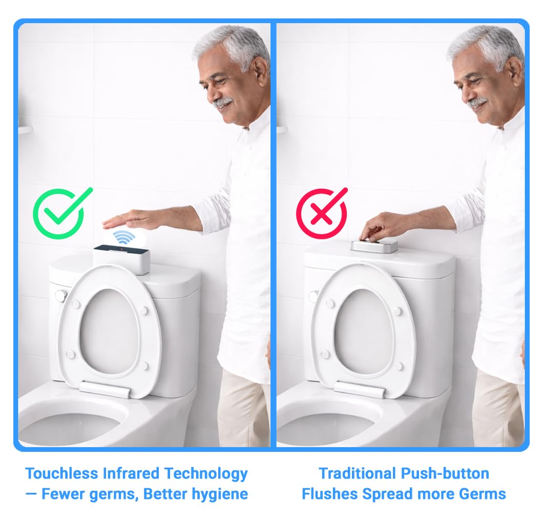 Automatic Flush Device for Commode: Infrared Sensor Auto Flush, USB Rechargeable, Waterproof