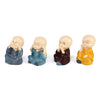 Buddha Monk Set of 4 Statue Figurines Home Decor Items, Decorative Items for Home, Showpiece Cute Mini Idol for Car Dashboard Table Top Decoration Item Living Gift