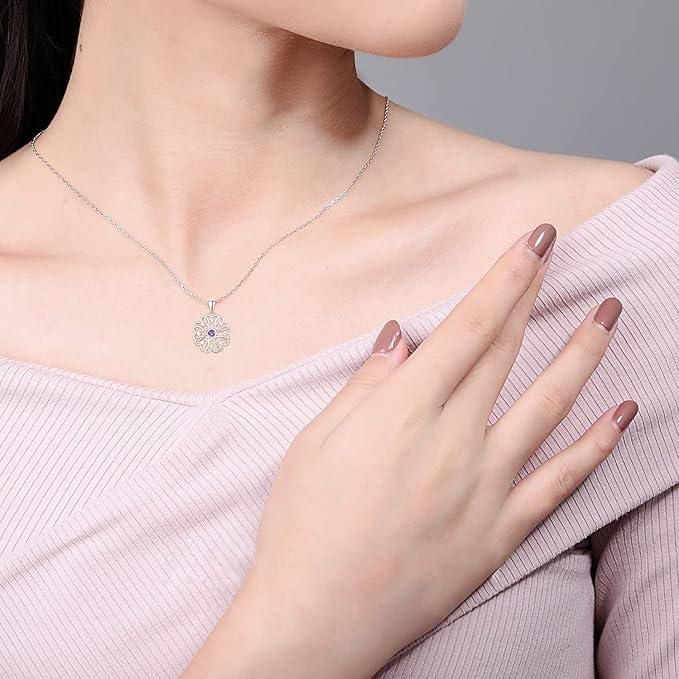 Silver Birthstone Pendant with Chain – Sterling Silver Necklace for Women (Pack of 1, Multi-Color)