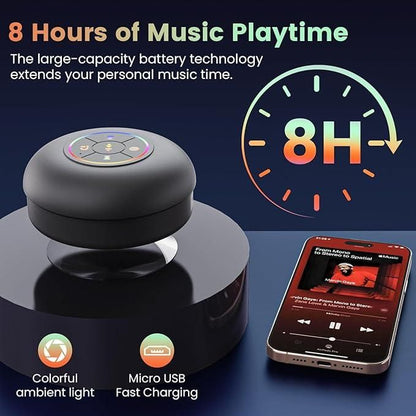Large Suction Cup Waterproof Bluetooth Speaker – Portable Mini Speaker with LED Light Show (Pack of 1, Assorted Color)