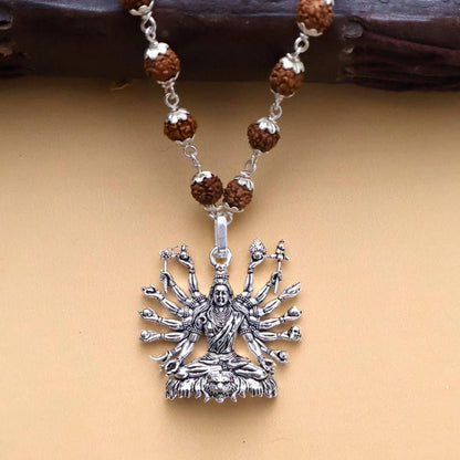 Sitted Shiva Embrace Silver Pendant with Chain – Alloy Spiritual Necklace for Men (Pack of 1)