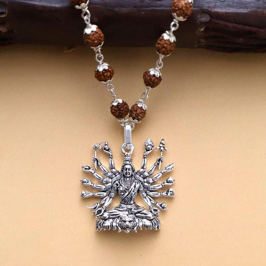 Sitted Shiva Embrace Silver Pendant with Chain – Alloy Spiritual Necklace for Men (Pack of 1)