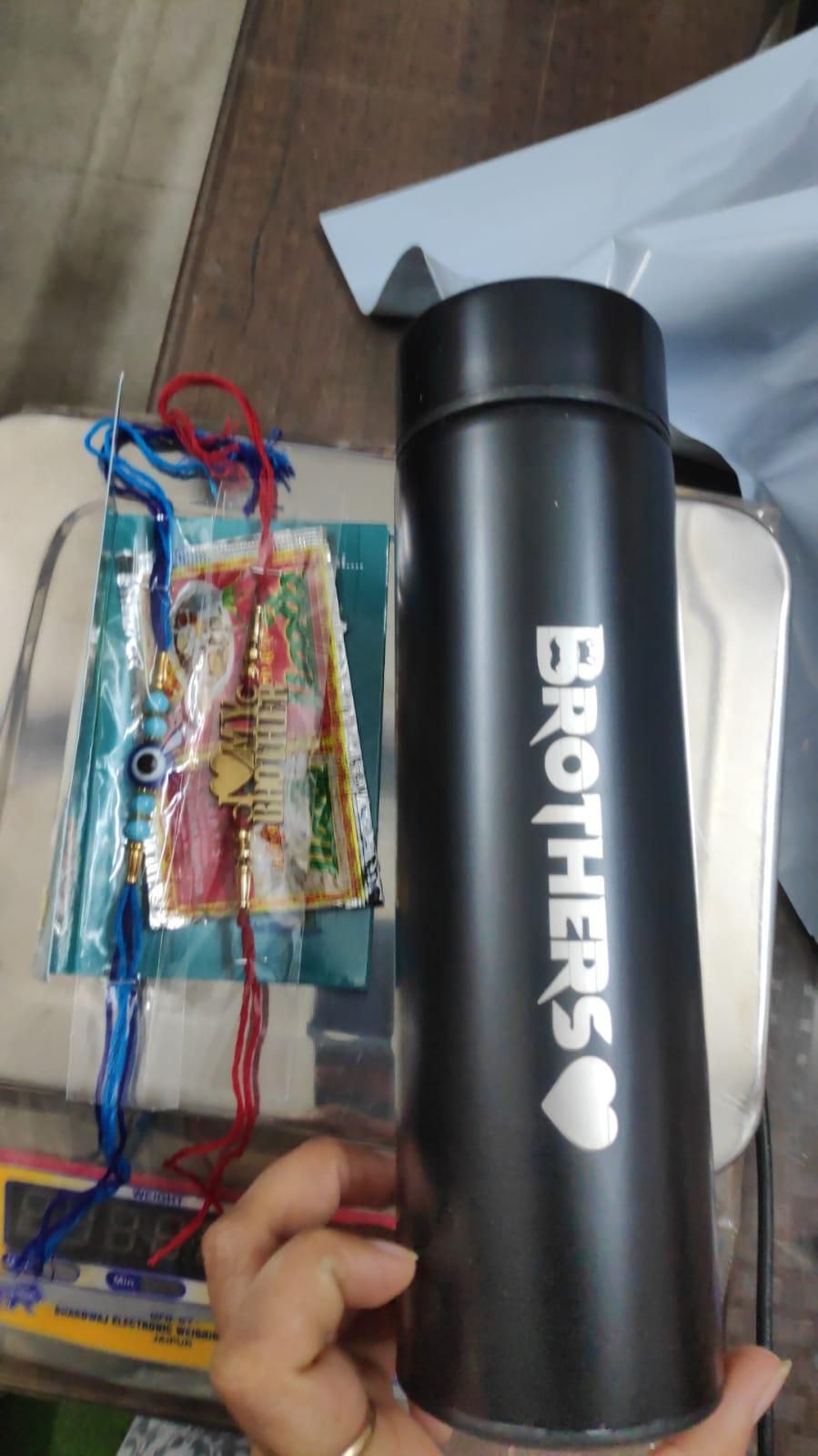 Brother Temp Bottle with 2 Rakhis – Unique Raksha Bandhan Gift Set