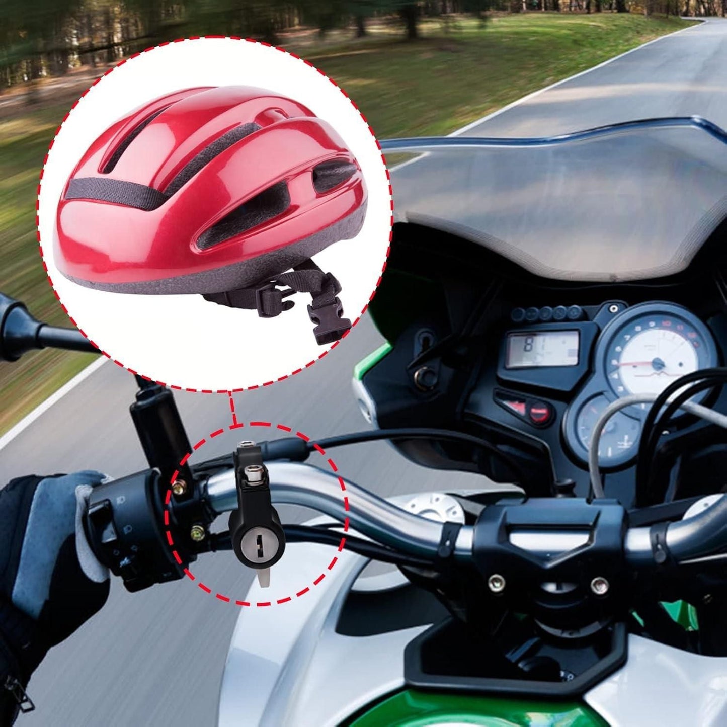 Anti-Theft Helmet Security Lock – Durable Metal Safety Lock for Bikes & Motorcycles (Pack of 1)