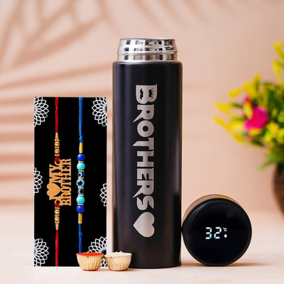 Brother Temp Bottle with 2 Rakhis – Unique Raksha Bandhan Gift Set