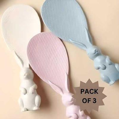Rabbit Standing Non-Stick Rice Spoon – Vertical Kitchen Serving Spoon (Pack of 3)