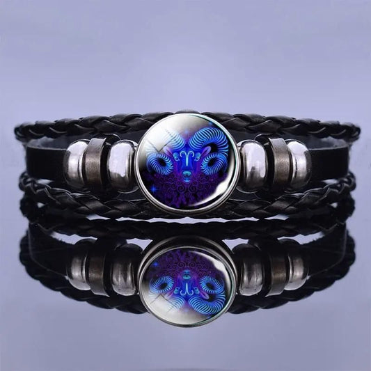 Zodiac Bracelet – Reflect Your Astrological Energy with Leather & Metal Design (Pack of 1)