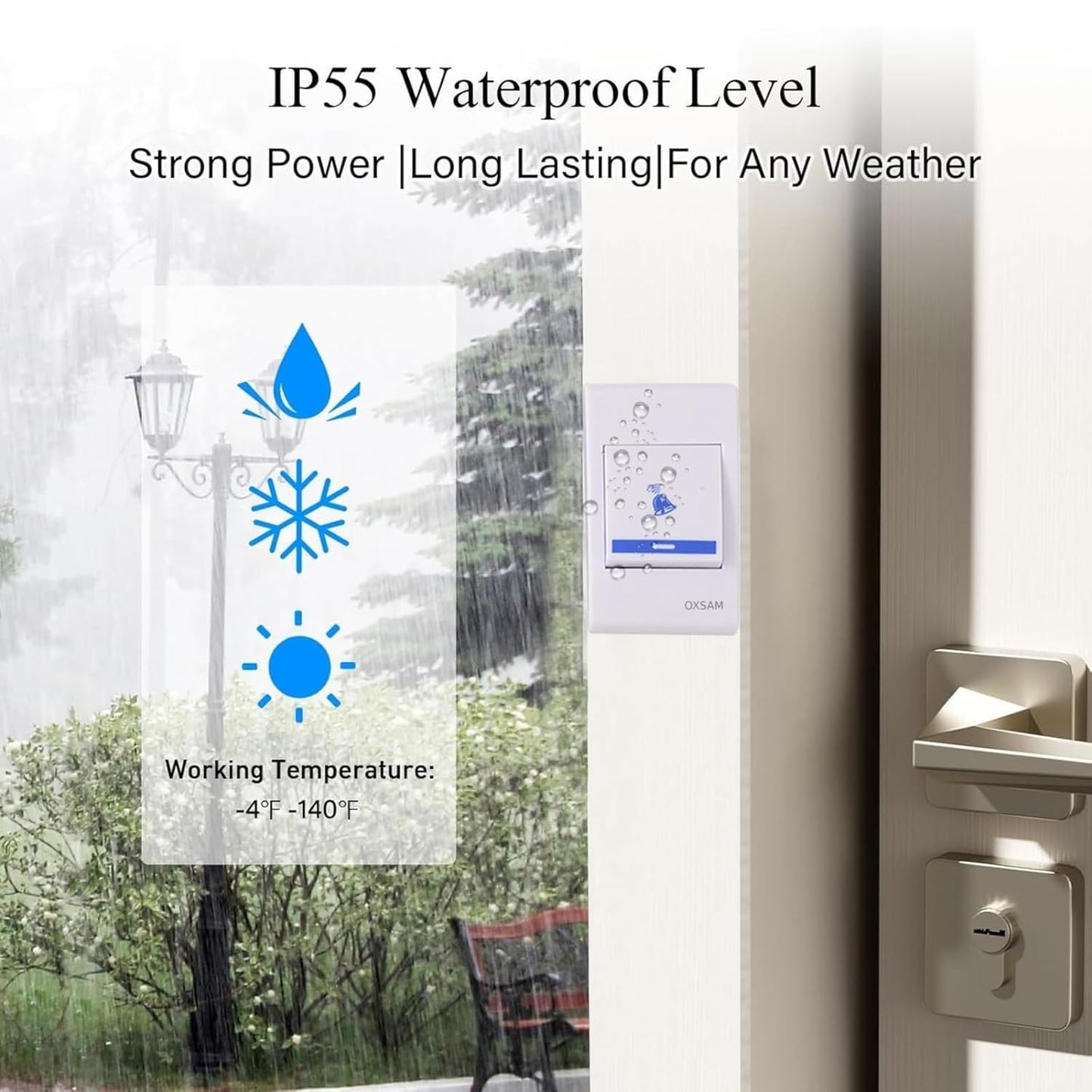 Wireless Doorbell - 1000Ft Range, 32 Chimes, Battery-Powered with LED Flash for Home/Office/Shop