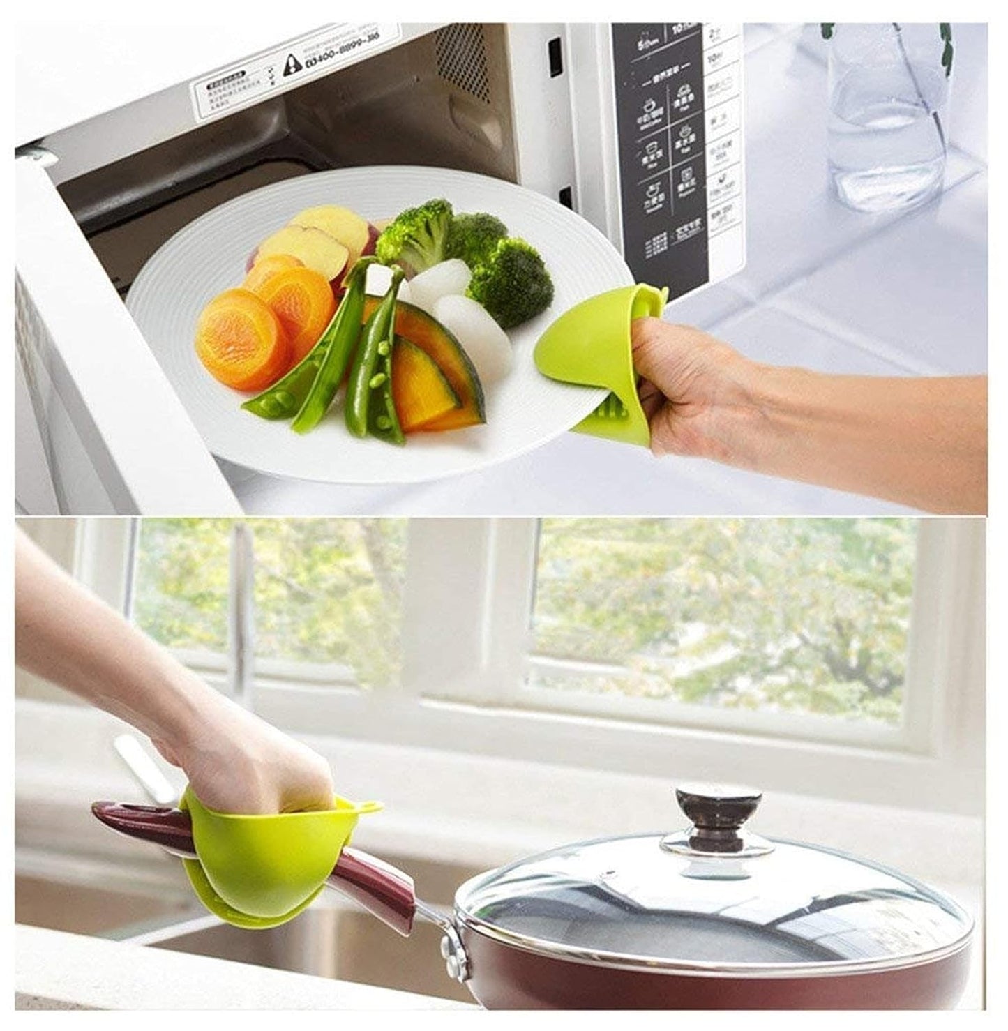 Heatproof Silicone Pot Grips – Non-Slip Holders for Hot Pans & Utensils (1 Set, Random Color)