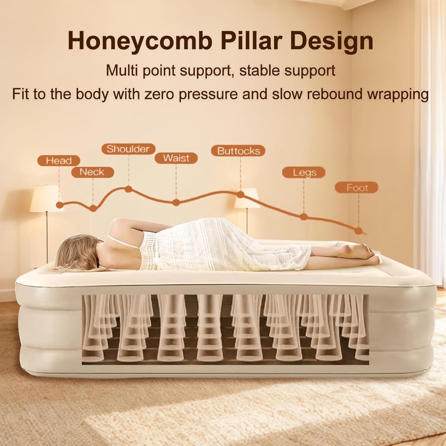 Twin Air Mattress with Built-in Cordless Pump - Removable Lithium Battery, Quick Self-Inflate, Portable for Camping, Guests, Home