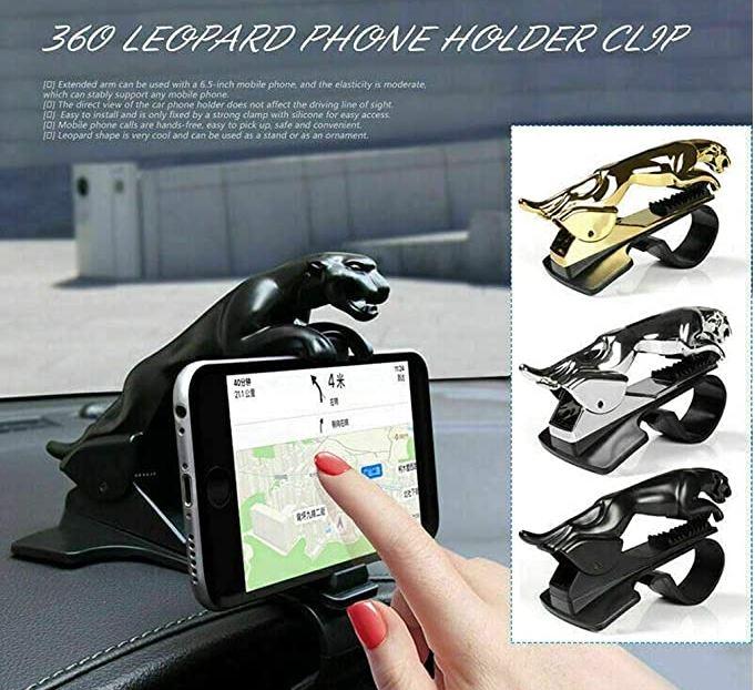 Jaguar Design HUD Car Mobile Phone Holder – 360° Rotatable Dashboard Mount
