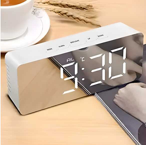 Digital Smart Back Light Table Mirror Alarm Clock – Multifunctional LED Display