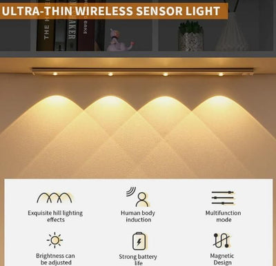 LED PIR Motion Sensor Cabinet Light | USB Rechargeable | Wireless, Dimmable & Waterproof