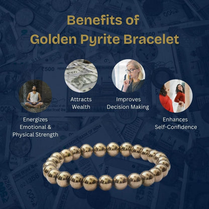 Golden Pyrite Bracelet – 8mm Bead Bracelet for Style & Energy (Pack of 1)