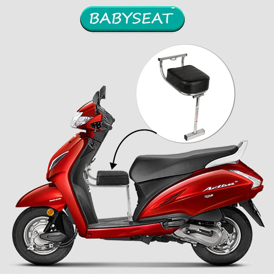Portable Baby Seat for Scooters – Premium Leather & Stainless Steel with Side Footrest Guard (Pack of 1)
