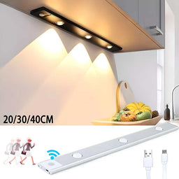 LED PIR Motion Sensor Cabinet Light | USB Rechargeable | Wireless, Dimmable & Waterproof