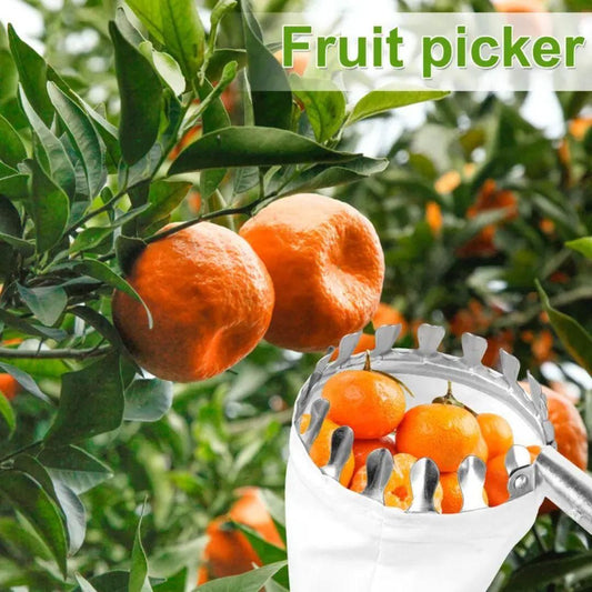 Fruit Picker Tool Set with Storage Bag – Steel Handheld Fruit Picking Device (Pack of 1, Silver)
