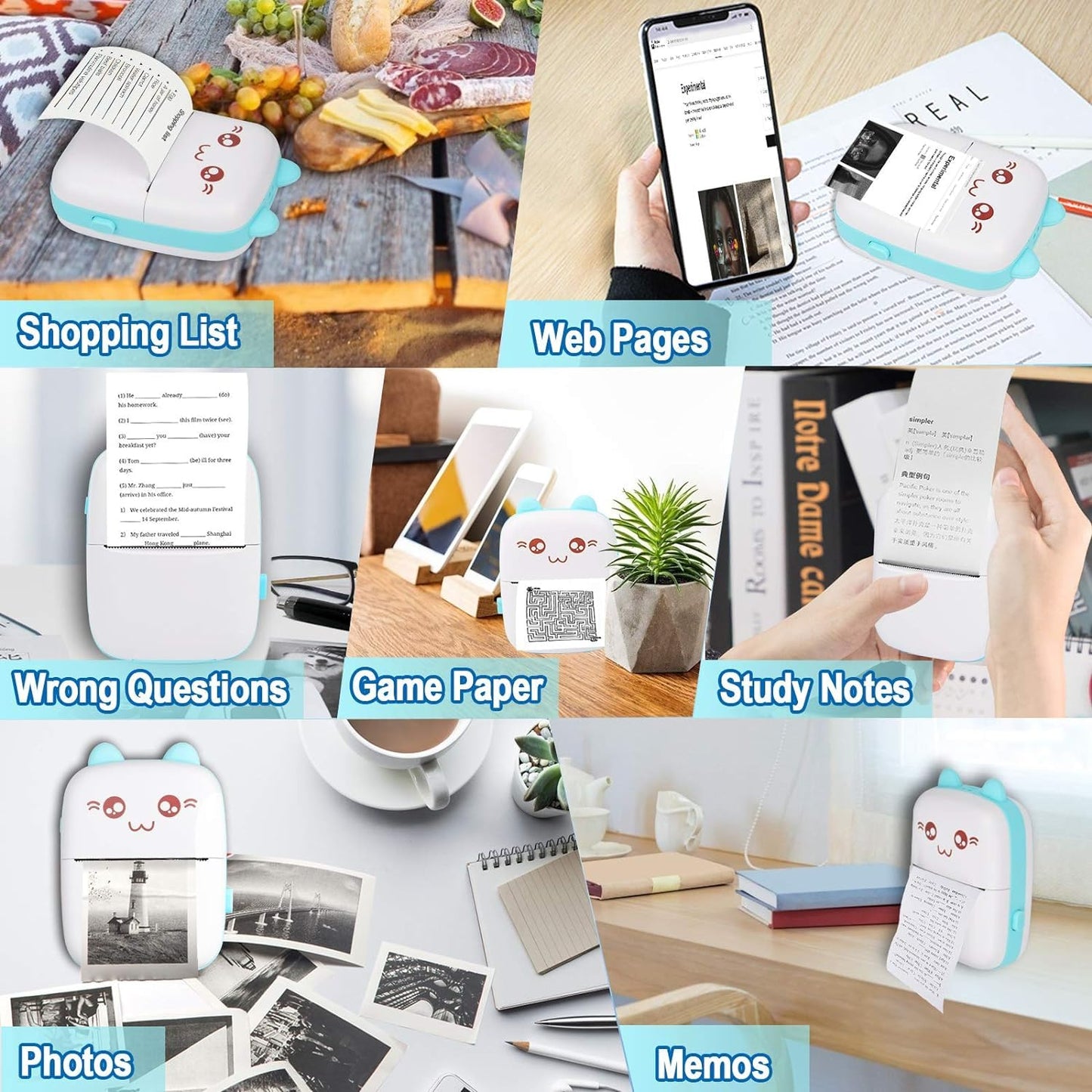 Mini Pocket Printer – Inkless Bluetooth Thermal Printer for iOS/Android, Perfect for Photos, Journals & Kids' Gifts