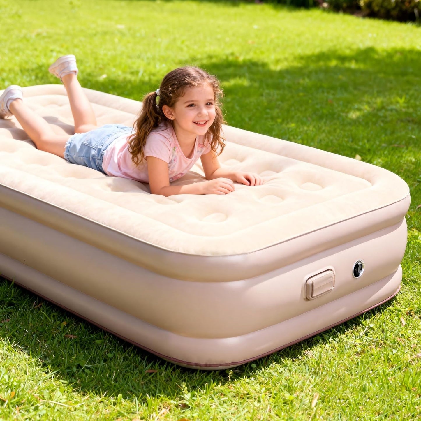 Twin Air Mattress with Built-in Cordless Pump - Removable Lithium Battery, Quick Self-Inflate, Portable for Camping, Guests, Home