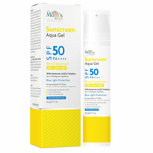 The Mom’s Umbrella Aqua Light Sunscreen Gel SPF 50+ PA+++ | Broad Spectrum UV & Blue Light Protection | Brightens Skin & Reduces Pigmentation