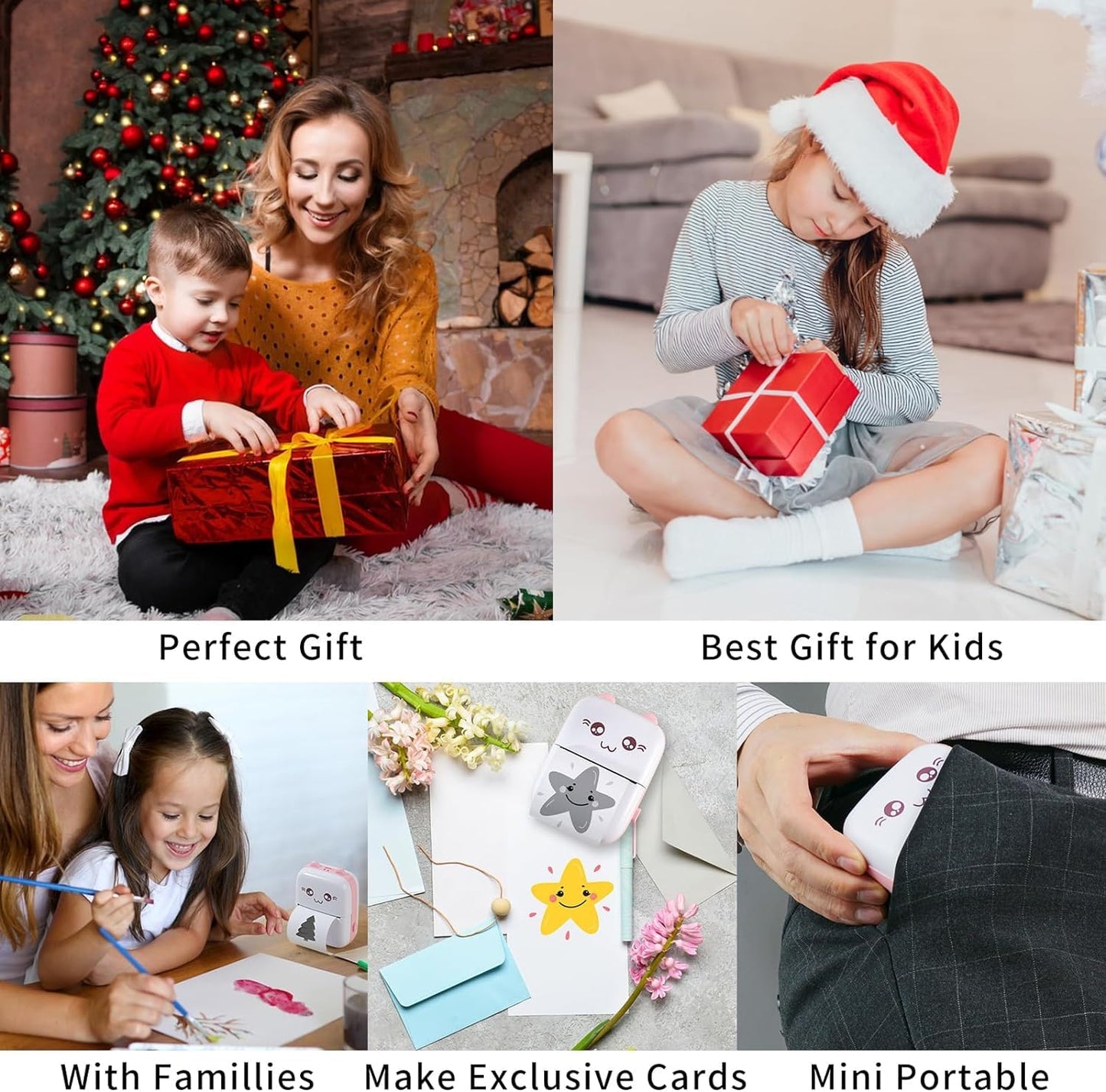 Mini Pocket Printer – Inkless Bluetooth Thermal Printer for iOS/Android, Perfect for Photos, Journals & Kids' Gifts