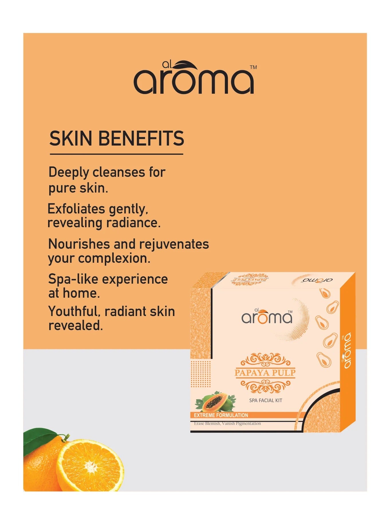 Alaroma Papaya Pulp Spa Facial Kit — Blemish Control & Skin Brightening Treatment (125 gm & 290 gm)