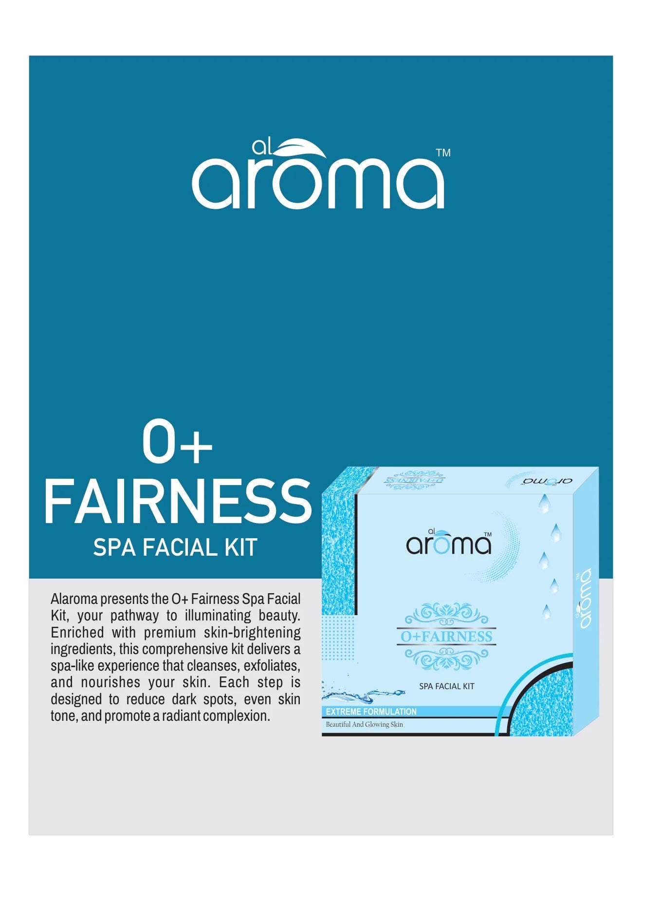 Alaroma O+ Fairness Spa Facial Kit — Skin Brightening & Tan Removal Treatment for All Skin Types (125 gm & 290 gm)