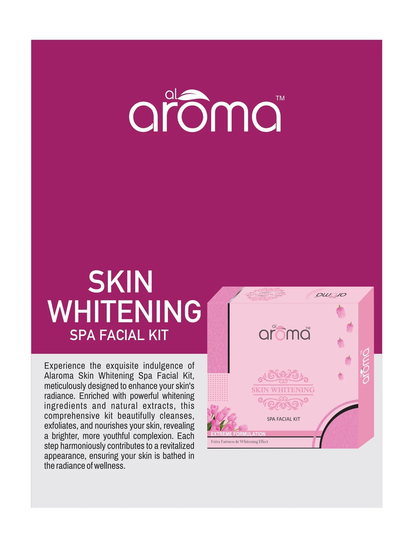 Alaroma Skin Whitening Spa Facial Kit — Brightening & Pigmentation Control Treatment for Radiant Skin (125 gm & 290 gm)