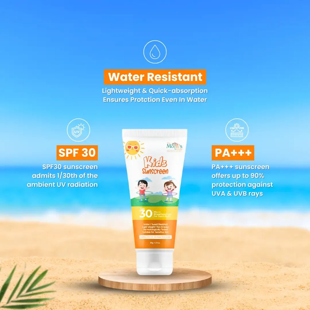 The Mom’s Umbrella Sunscreen kids Moisturizing Ultra Light Sunscreen-50g SPF 30 & PA+++ | Water Resistant | Lightweight & Moisturizing | Suits all Skin Type | Safe For kids Hydrating Sun Protection kids(Age: 4+ years)