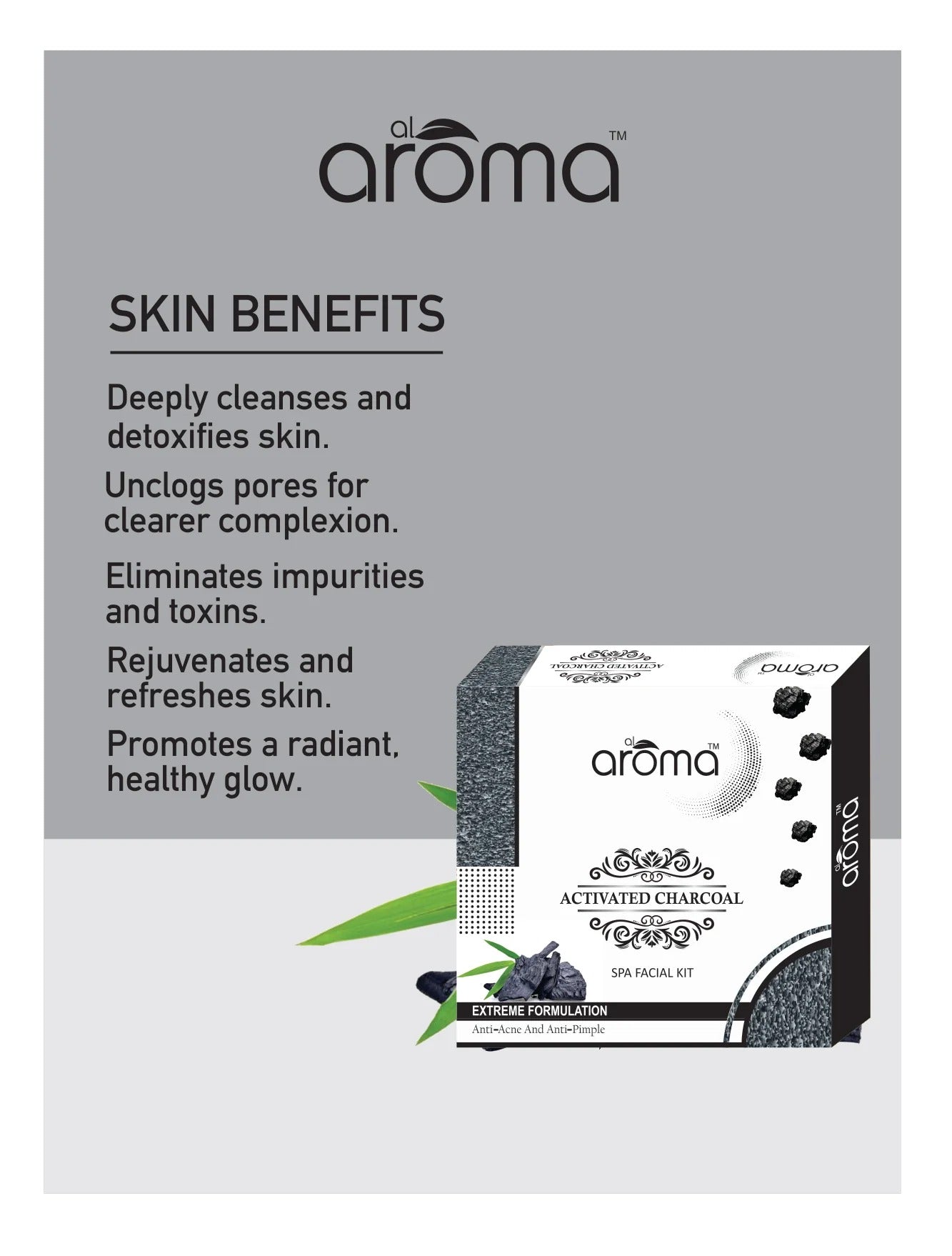 Alaroma Activated Charcoal Spa Facial Kit — Deep Detox & Purifying Treatment for All Skin Types (125 gm & 290 gm)