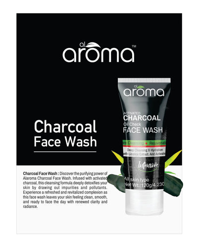 Alaroma 120g Activated Charcoal Face Wash — Deep Clean & Detox for Clear Skin