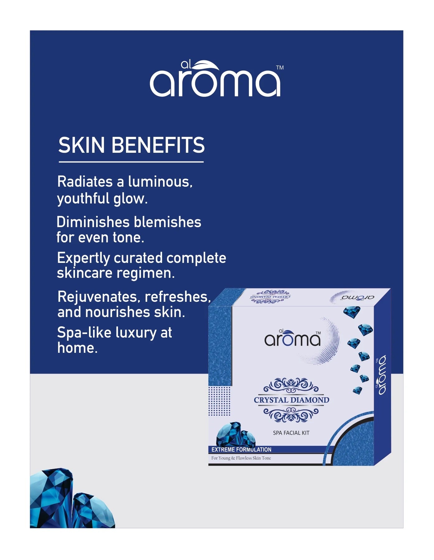 Alaroma Crystal Diamond Spa Facial Kit — Instant Glow & Skin Polishing Treatment for All Skin Types (125 gm & 290 gm)