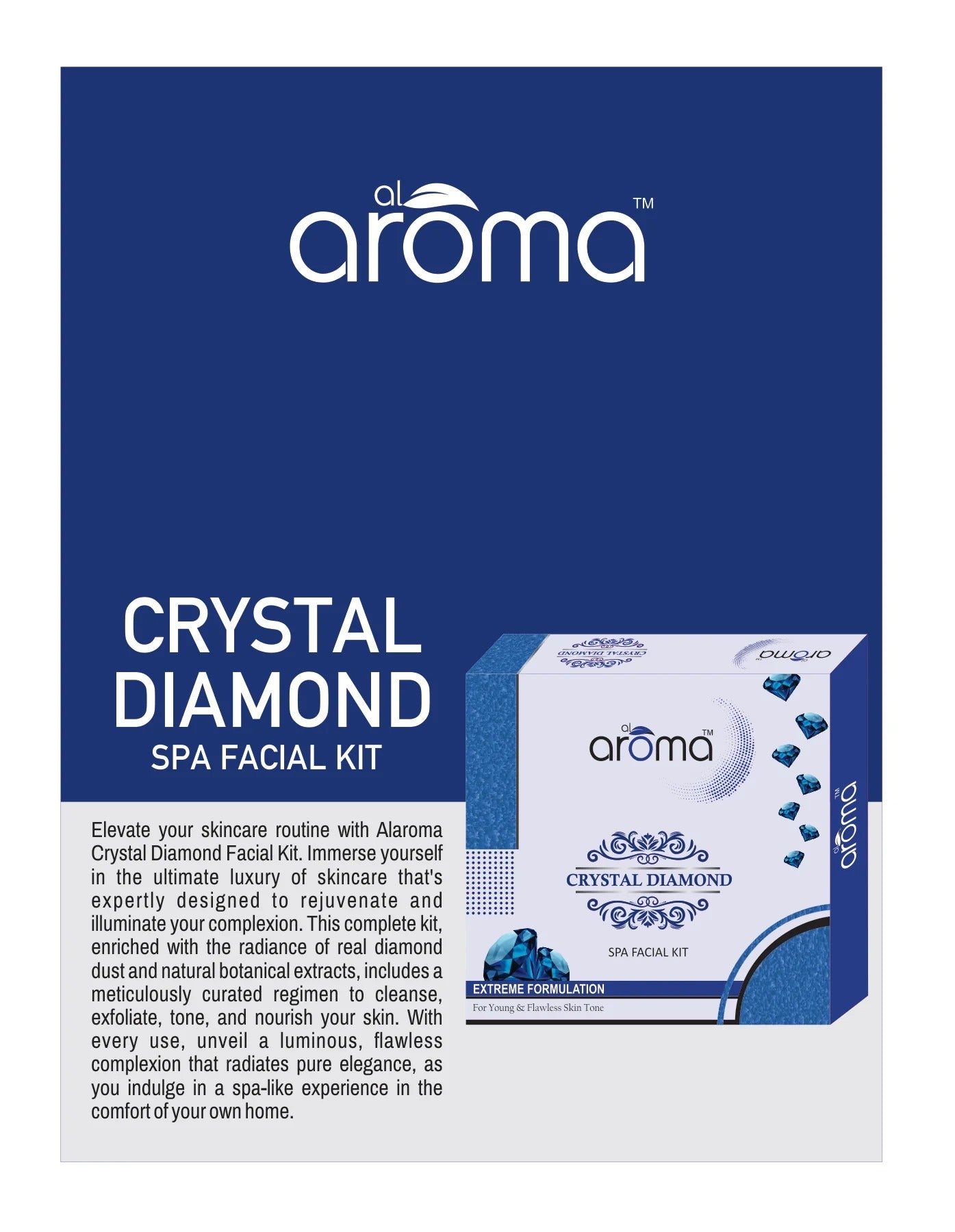 Alaroma Crystal Diamond Spa Facial Kit — Instant Glow & Skin Polishing Treatment for All Skin Types (125 gm & 290 gm)
