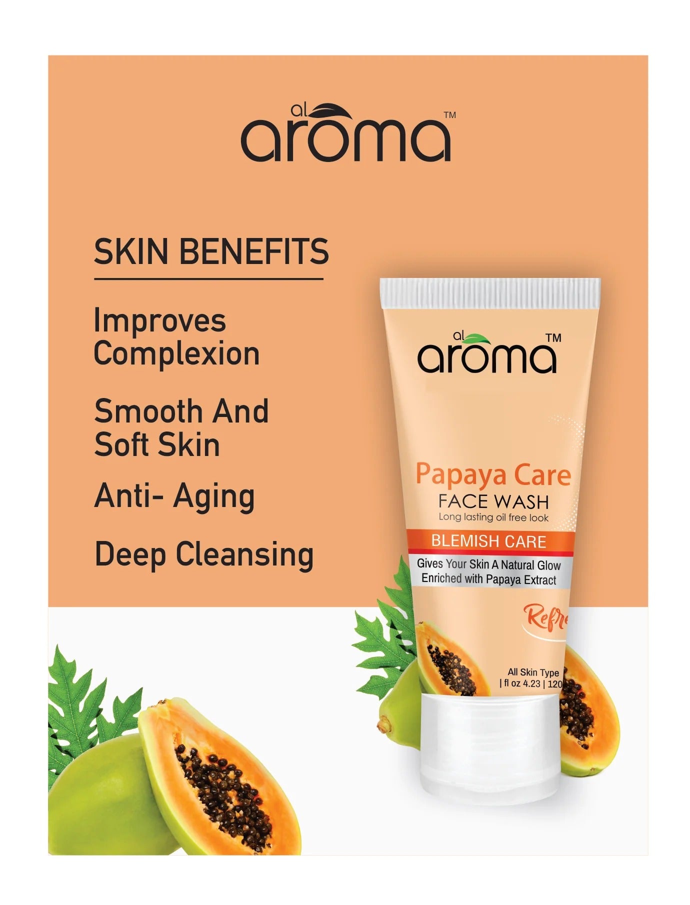 Alaroma Papaya Care Face Wash 120g — For Clear, Bright & Glowing Skin